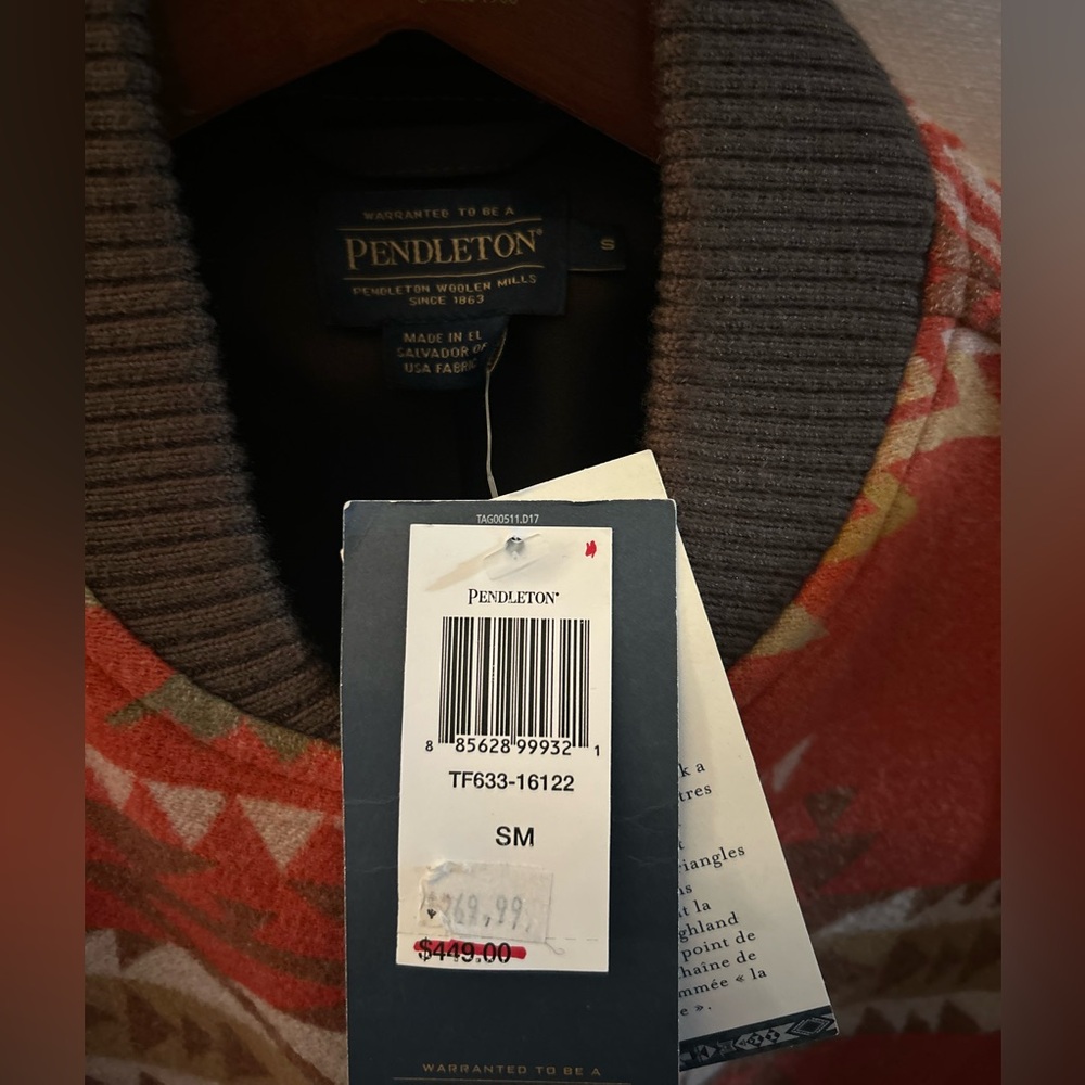 Pendleton Women’s S Hoyt Wool Bomber Southwest Style Jacket Orange Jacket NWT - Picture 6 of 9